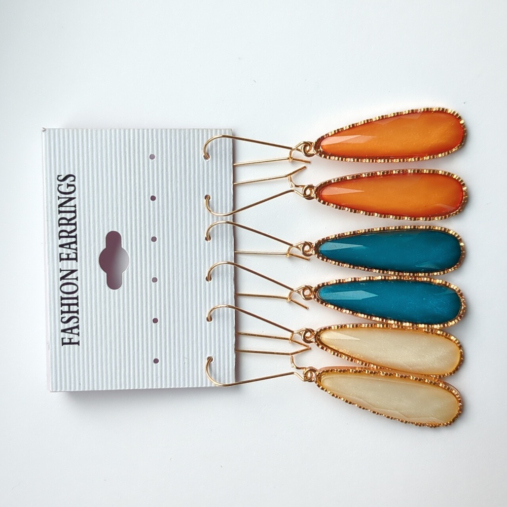 Gold and Multicolor Teardrop Earrings Set